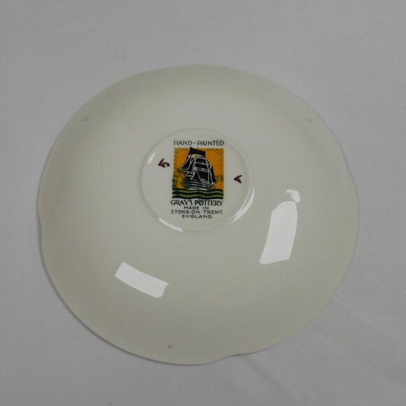 Grays Pottery Copper Luster Grapes Leaves Hand Painted Cup And Saucer Set FLAW - Picture 10 of 11